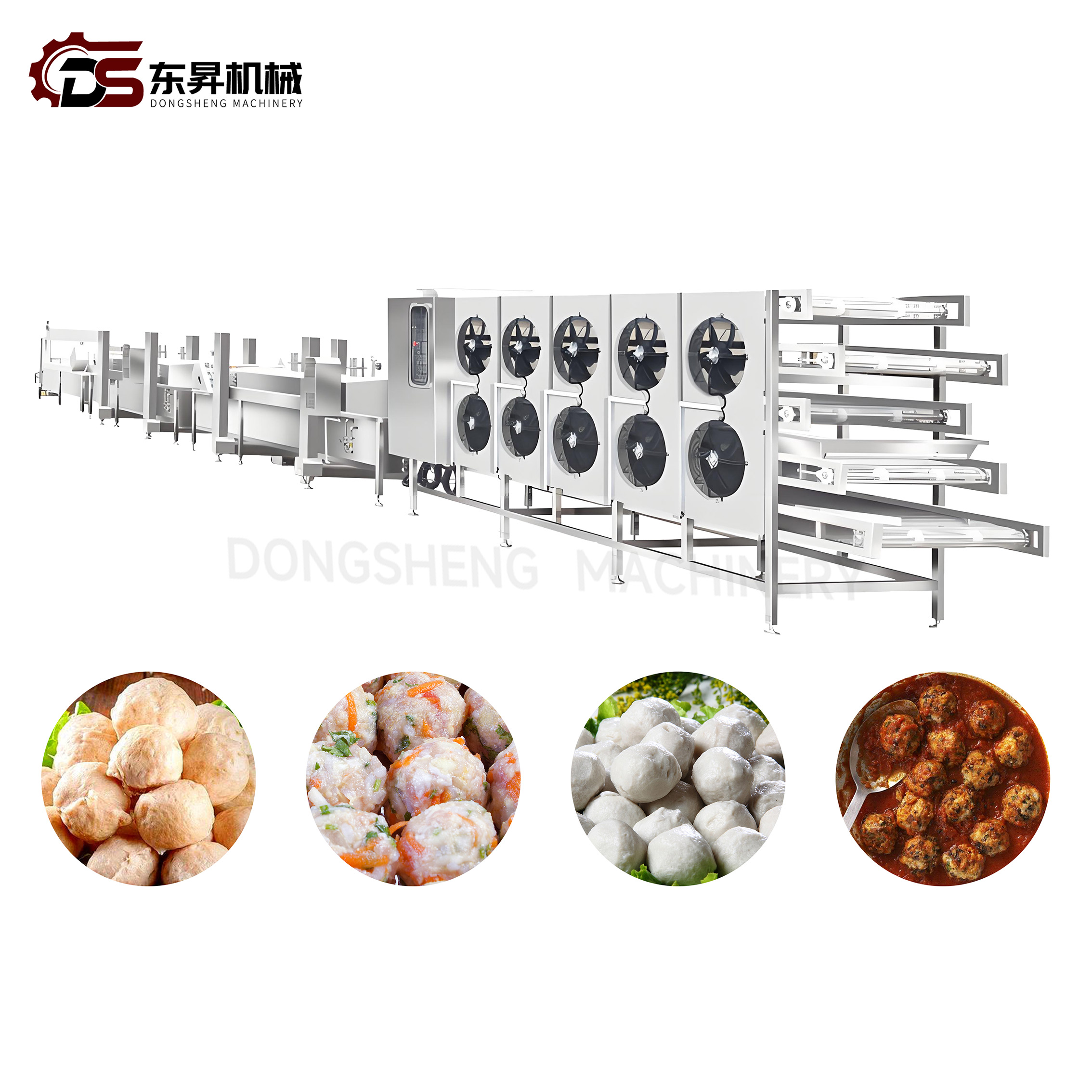 304 Stainless Steel Large Scale Meatball Mechanical Line with Mixers for Beef Slaughterhouses Large Scale Meatball Processing Line