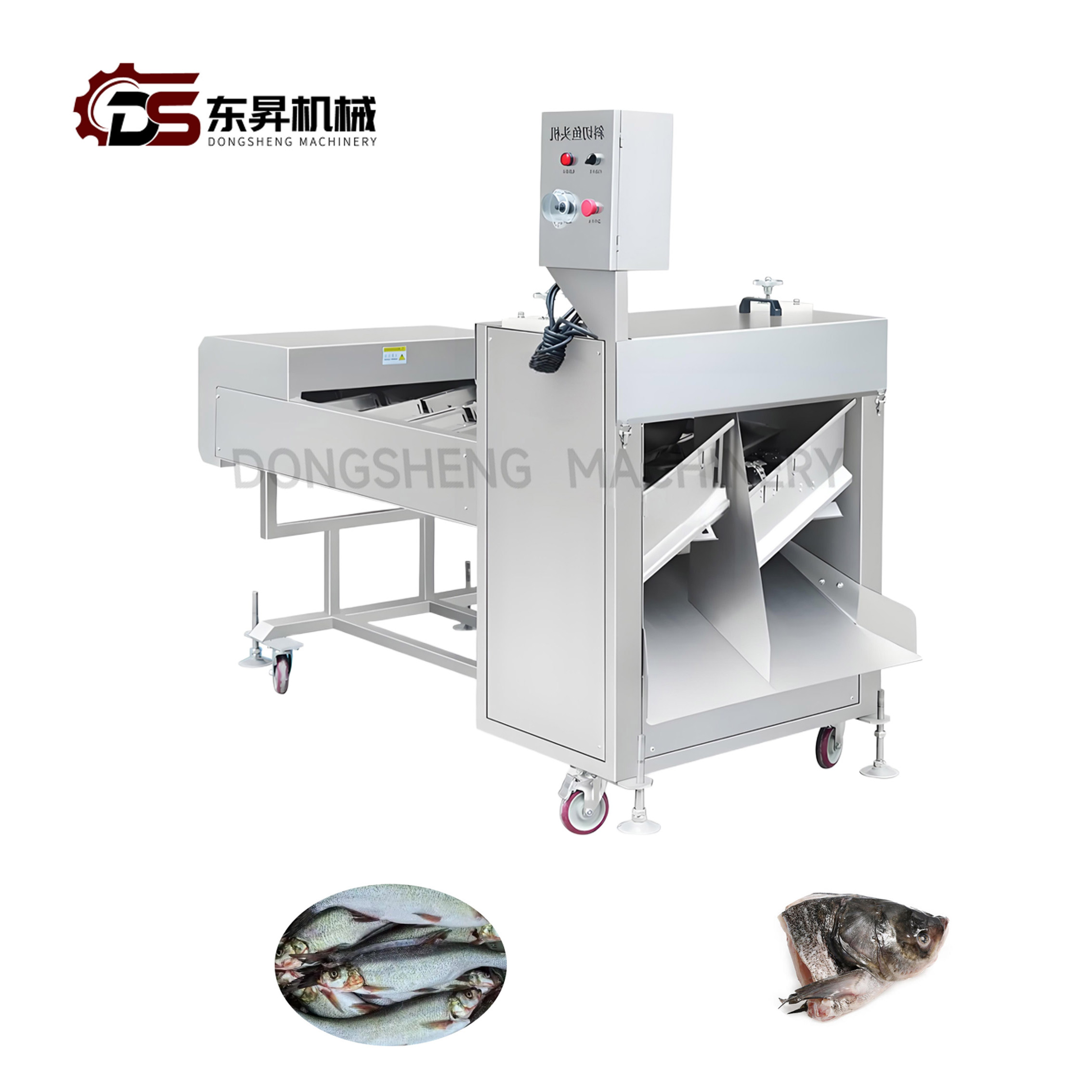 Automated Bias Cutting Mechanical Machine with Timers for Mackerel Factories Bias Cutting Fishhead Machine