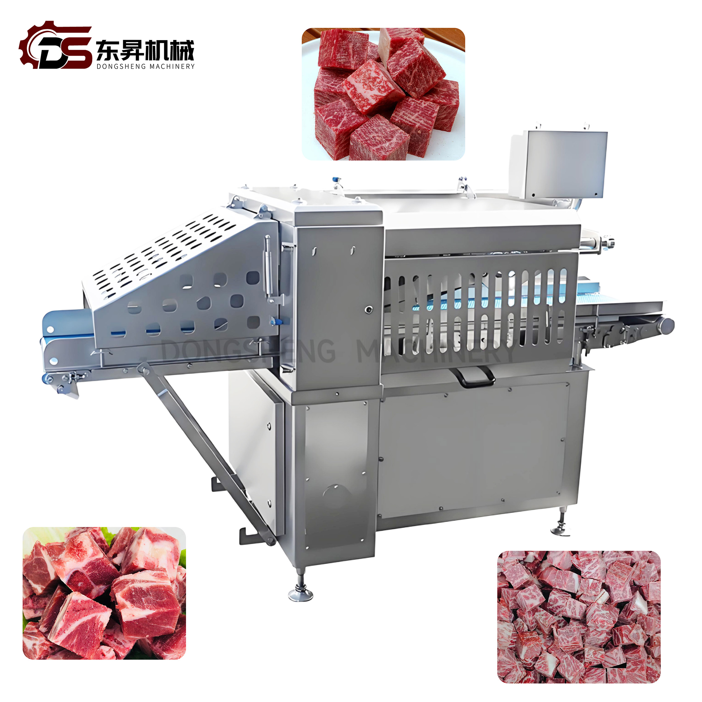 Factory Applied Continuous Frozen Meat Slicing Dicing Machine